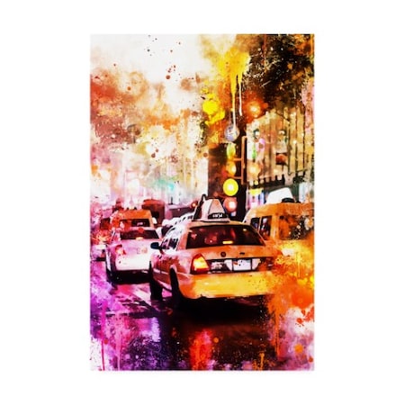 Philippe Hugonnard 'NYC Watercolor Collection - Taxis Night' Canvas Art,30x47